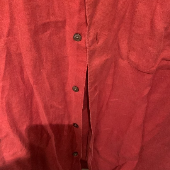 Excellent Banana Republic Coral Orange 100% Irish Linen Short Sleeve Button Up - Picture 4 of 7
